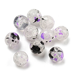 透明クラックガラスビーズ  模造壊れ玉  ラウンド  スミレ  10x9.5mm  穴：1.8mm  約10個/袋&nbsp;LS-GLAA-D012-02E