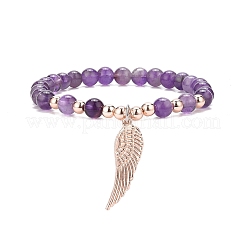 Set di braccialetti elasticizzati con perline rotonde in ematite sintetica e perle d'acqua dolce coltivate in 5 pz 5 stili di ametista naturale e pietra solare&nbsp;BJEW-JB09084