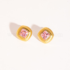 Retro-Rhombus-Ohrstecker aus Edelstahl mit Zirkonia für Damen&nbsp;LS-CQ6357-5