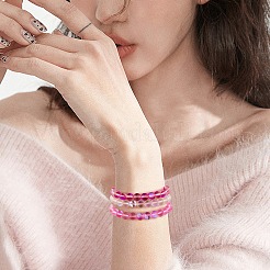 3шт круглые браслеты из плетеных бусин из синтетического лунного камня BJEW-SW00061-05