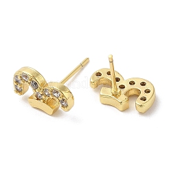 Серьги-гвоздики Овен из латуни с фианитами EJEW-D061-40G