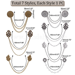 Ahademaker плоские круглые и цветочные и листовые булавки со стразами JEWB-GA0001-12