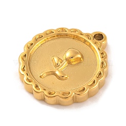 イオンプレーティング（IP）304ステンレスペンダント  花  18KGP本金メッキ  フラットラウンド  18x15.5x2.5mm  穴：1.4mm&nbsp;STAS-N103-181B-G
