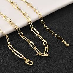 Латунные текстурированные цепочки-скрепки для женщин и мужчин NJEW-F337-02G-02