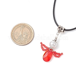 Ожерелья с подвеской в виде крыла ангела из стеклянных бус NJEW-MZ00090-04