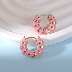 Aretes de aro gruesos con rayas esmaltadas&nbsp;JE1110H
