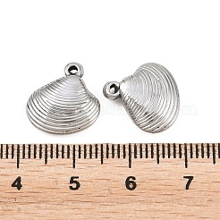 304ステンレススチールチャーム  質感のある貝殻型チャーム  ステンレス鋼色  14x13x4.5mm  穴：0.9mm&nbsp;STAS-L317-38P
