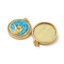 Латунь микропаве циркония с подвесками из синтетического опала&nbsp;KK-D096-05A-03