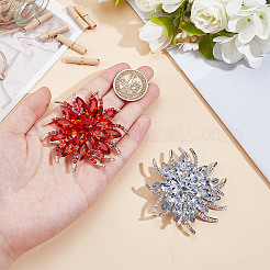 2 шт. 2-цветные булавки для лацкана из цветочного сплава со стразами для свадебной вечеринки&nbsp;JEWB-DR0001-07A