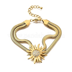 Многослойные браслеты из нержавеющей стали 304 подсолнух BJEW-135-01G