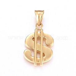 304ステンレスペンダント  ドル記号  ミックスカラー  29x19x4mm  穴：9x5mm&nbsp;STAS-H463-02