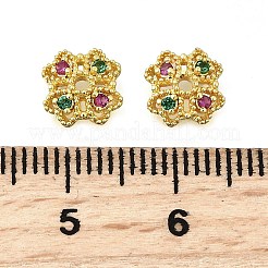 Колпачки для бусин из цветочной латуни с микропаве из кубического циркония KK-K300-01B-G