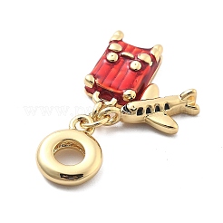Gestellbeschichtung Messing rot Emaille europäische Anhänger&nbsp;LS-KK-Q017-20G
