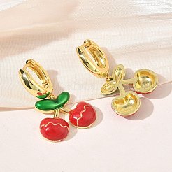 Pendientes colgantes de aro de latón y esmalte para mujer&nbsp;EJEW-A167-20G-02