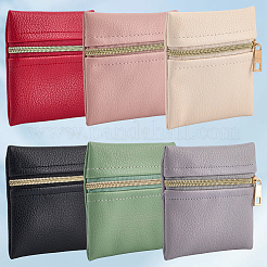 6 шт. 6 цвета квадратные подарочные сумки из искусственной кожи на молнии для ювелирных изделий ABAG-CL0001-01