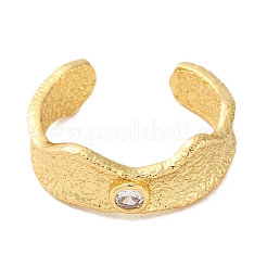 Offene Manschettenringe aus Messing mit Zirkonia in Gestellbeschichtung für Damen&nbsp;RJEW-S242-12G