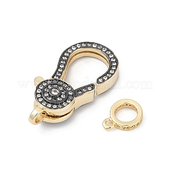 Плоские круглые застежки-лобстеры с микропаве из прозрачного кубического циркония из латуни KK-U062-26G
