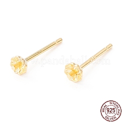 925スターリングシルバー製スタッドピアスパーツ  片穴パーツ用  花  18KGP本金メッキ  3.5x3.5mm  ピン：0.7mm&nbsp;STER-P047-07G