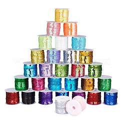 環境に優しいプラスチックスパンコールビーズ  スパンコールロール  ミックスカラー  6mm  約5m /ロール  30のロール/セット&nbsp;PVC-PH002-01