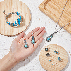 Set aus Halskette mit Anhänger und Armband und Ohrringen aus synthetischem Türkis&nbsp;SJEW-FI0001-15