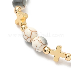 Браслеты с подвесками в виде сердца с глазом из сплава и эмали&nbsp;BJEW-JB12287-03