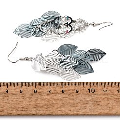 Ohrhänger aus 430er Edelstahl mit Blattmotiv&nbsp;EJEW-A137-08P-03