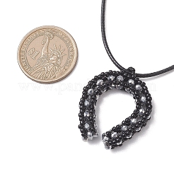 Ковбойские гальванизированные прозрачные стеклянные бусины с подвеской в виде подковы&nbsp;NJEW-MZ00139