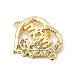 Подвески-шармы с микропаве из прозрачного кубического циркония в форме сердца из латуни&nbsp;KK-CJC0013-14C-G-RS