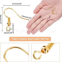鉄製ピアスフック300色3個  水平ループ付き  イヤリング作りアクセサリー  ミックスカラー  19x21x3.5mm  穴：2mm  22ゲージ  ピン：0.6mm  100個/カラー&nbsp;IFIN-NB0001-41