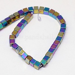 Electroplate non magnetici ematite sintetico fili di perline&nbsp;G-J170A-4x4mm-04