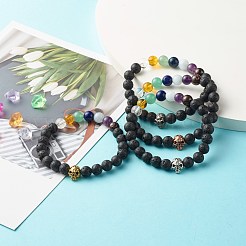 Браслет из натуральной лавы для мужчин и женщин BJEW-JB06831