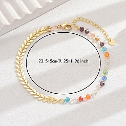 Латунные пшеничные и пластиковые цветные асимметричные пляжные браслеты для женщин FH4737