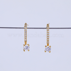 Элегантные серьги-гвоздики из латуни с прозрачными кубическими цирконами IV7044