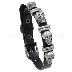Bracelet rivets tête de mort en alliage&nbsp;BJEW-C037-03A