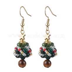 Серьги-подвески в виде елки из нержавеющей стали 304 EJEW-MZ00493