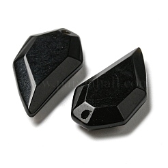 天然石オブシディアンペンダント  ファセットカットのハーフハートチャーム  27x14x5.5mm  穴：1.5mm&nbsp;G-G052-A05
