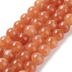 天然の天然翡翠ビーズ連売りを染めた  ラウンド  サンゴ  10mm  穴：1.2mm  約19個/連  7.09インチ（18cm）&nbsp;G-G021-02C-12