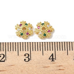 Латунные колпачки для бусин с микропаве и разноцветными фианитами KK-K293-67G