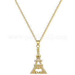 Латунные микропаве прозрачные кубические цирконии Эйфелева башня любовь кулон ожерелья FS-WG3E8D3-01