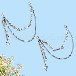 4 шт. 2 стиля двухслойная железная сплавная цепочка для украшения обуви&nbsp;AJEW-GF0011-23