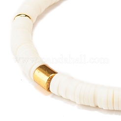 Эластичный браслет из бисера хейши из полимерной глины со столбиком из синтетического гематита BJEW-JB07606