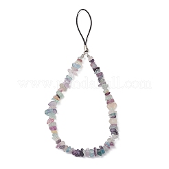 Ремешки для мобильных телефонов с бусинами из натуральной флюоритовой крошки HJEW-JM03719-01