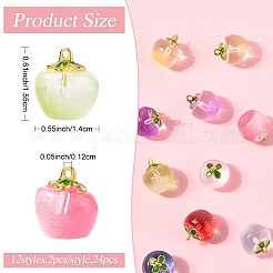 24 шт. 12-х цветные прозрачные стеклянные подвески в форме яблока DGLA-YW0001-46