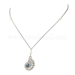Collier avec pendentif en alliage de nacre d'ormeau naturelle&nbsp;NJEW-JN06524