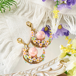 2 шт. подвесные украшения из акрила и смолы с имитацией жемчуга и сплава&nbsp;HJEW-TAC0116