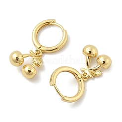 Латунные серьги-кольца с вишней&nbsp;EJEW-M077-19G-02