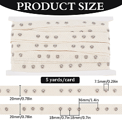 5ヤード 201ステンレススチールスナップボタンテープ  ヘリンボーン コットン ファスナー トリム リボン DIY 裁縫工芸用  ベージュ  3/4インチ（20mm）  ギャップ: 28mm&nbsp;OCOR-WH0078-190C-03P