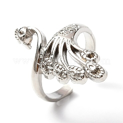 Открытая манжета с павлином из цинкового сплава&nbsp;RJEW-WH0003-04A