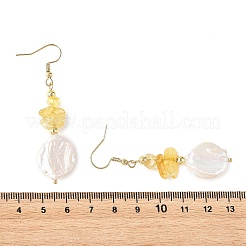 Orecchini pendenti con citrino naturale&nbsp;EJEW-JE07445