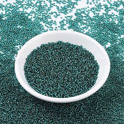 MIYUKIラウンドロカイユビーズ  日本製シードビーズ  (rr30) シルバーラインの透明なダークティール  11/0  2x1.3mm  穴：0.8mm  約1100PCS /ボトル  10 G /ボトル&nbsp;SEED-JP0008-RR0030